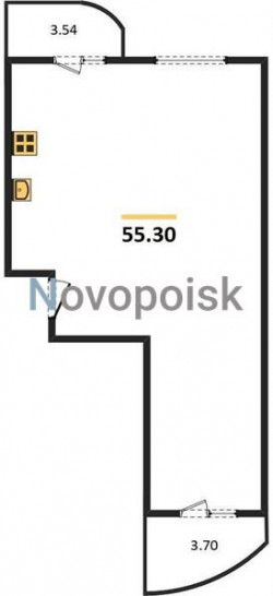 Двухкомнатная квартира 55.3 м²